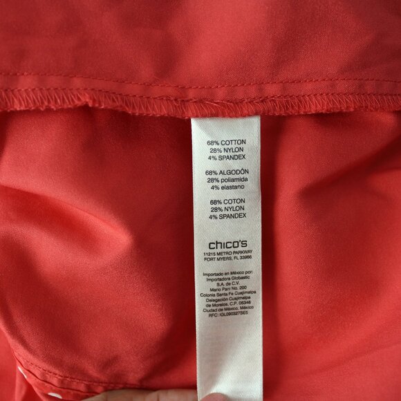 Chico's Luxe Twill Utility Jacket Malibu Punch zip snap front closure 0 4 S New - Picture 7 of 7